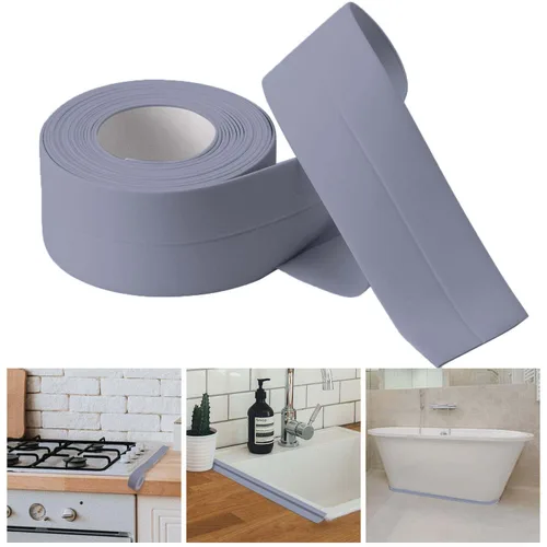 Miniatura 8 de Cinta selladora para calafateo de baño y cocina, cinta adhesiva de PVC para sellar la bañera y las paredes, sellador para azulejos de ducha (azul)
