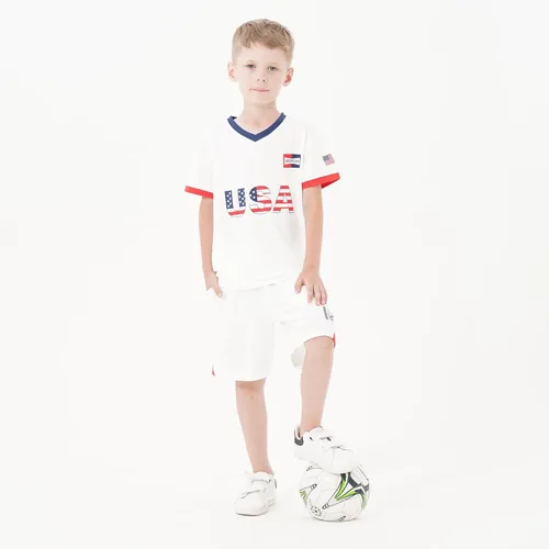 Miniatura 90 de Cnins Camisetas de entrenamiento de fútbol para niños de 2 a 14 años, trajes de práctica para niños y niñas con colores del equipo nacional