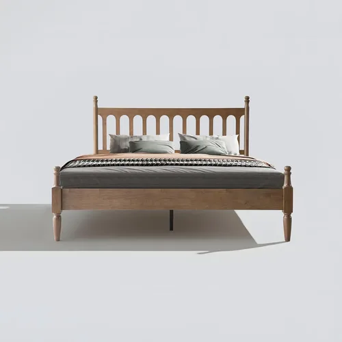 Miniatura 7 de Marco de cama de plataforma de madera maciza tamaño King con cabecero y pie de cama, base de 12 listones resistentes, patas de metal, no necesita