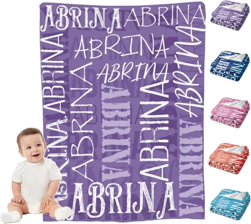 Miniatura 10 de Mantas de bebé personalizadas para niño, manta suave personalizada con nombre para niños, regalos personalizados para bebés recién nacidos, manta