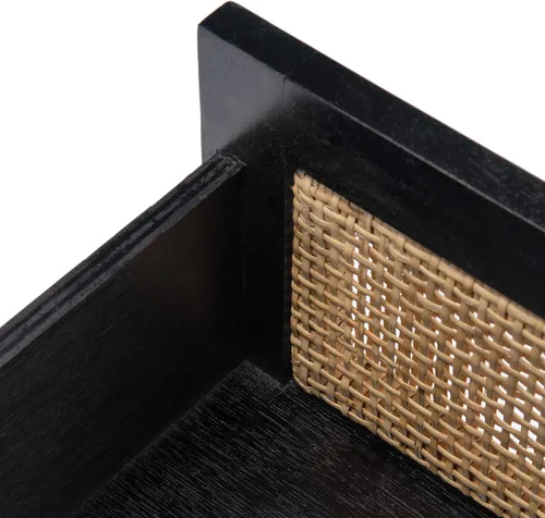 Miniatura 6 de SAFAVIEH Home Collection Hedwig - Mesita de noche de ratán negro y natural de 2 puertas