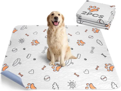 Miniatura 9 de Almohadillas lavables para orina para perros, paquete de 2 unidades grandes de 48 x 48 pulgadas, almohadillas reutilizables súper absorbentes