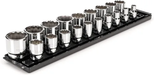 Miniatura 18 de TEKTON SHD92121 - Juego de llaves de vaso de 12 puntos con rieles y bandeja, 23 piezas (0.394-1.260 in)