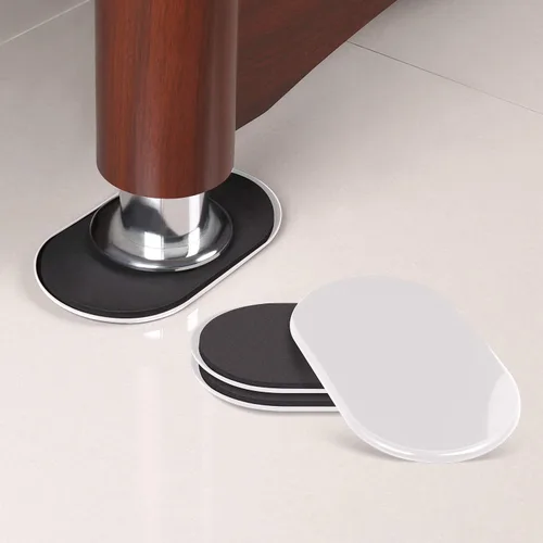 Miniatura 2 de Ezprotekt Paquete de 8 deslizadores de muebles grandes para alfombras, 9 1/2 x 5 3/4 pulgadas, almohadillas móviles ovaladas reutilizables para Beige