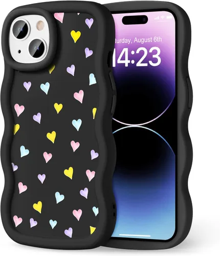 Miniatura 75 de Compatible con iPhone SE/8/7 Funda para Mujeres y Niñas, Marco Ondulado Rizado con Patrón Lindo, Estética Delgada Suave Silicona TPU Parachoques