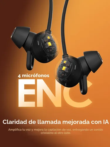 Miniatura 3 de Auriculares híbridos con cancelación activa de ruido Bluetooth 6.0, 5 ENC AI Clear Call Mic Auriculares inalámbricos, auriculares magnéticos
