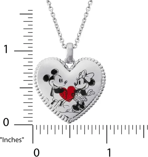 Miniatura 5 de Disney Mickey Mouse and Minnie Mouse - Collar clásico con colgante de corazón chapado en plata 18 pulgadas