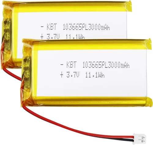Miniatura 6 de KBT 2Pack 1500mAh 103048 Polymer Ion Battery 3.7V Rechargeable LiPo Battery with JST PH 2.0mm-2Pin Connector for RC Toy, Small Speaker, DIY