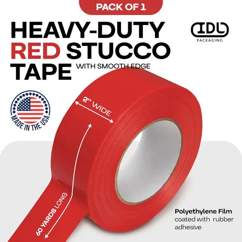 Miniatura 2 de IDL Packaging Cinta de estuco roja de 2 pulgadas x 60 yardas, 1 rollo, resistente, borde liso, unión de 60 días de larga duración, no deja rastros