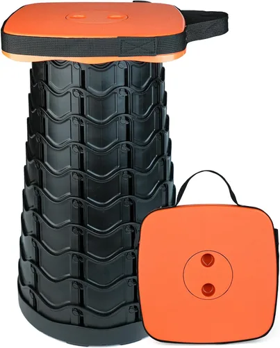 Miniatura 10 de Taburete plegable mejorado Outward Gear resistente con capacidad de carga de 550 libras, plegable, portátil, telescópico, para camping, viajes, Negro