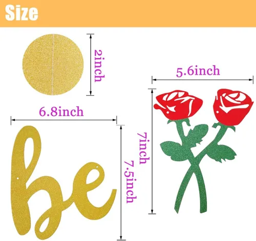 Miniatura 6 de Letrero dorado con texto en inglés «Be Our Guest » – Cartel de recepción para fiesta de La Bella y la Bestia, despedida de soltera, despedida
