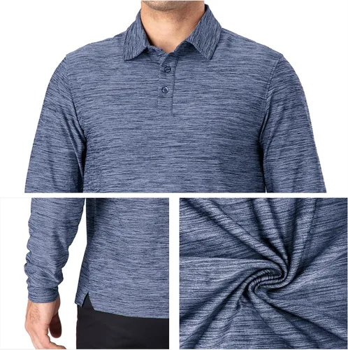 Miniatura 20 de NAVISKIN Camisas polo para hombre, de secado rápido, UPF 50, manga larga y corta, que absorben la humedad