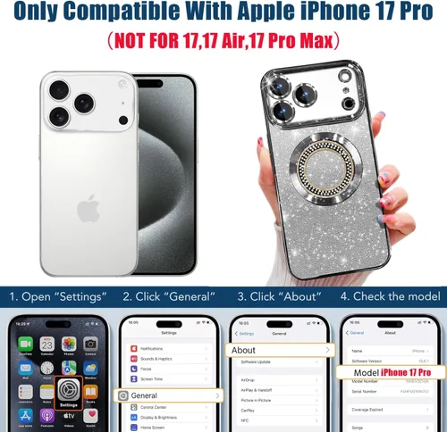 Miniatura 52 de Misscase Funda magnética con purpurina para iPhone 11 compatible con MagSafe, protección completa, delgada, a prueba de golpes, antiarañazos