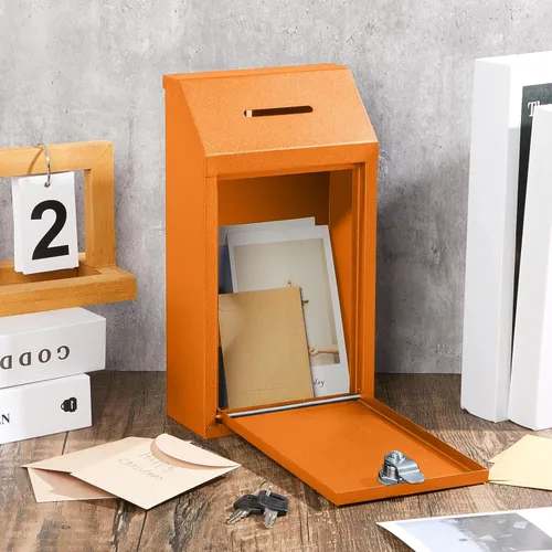 Miniatura 7 de Yaocom Caja de dinero de metal para donación de dinero para colección de soportes de granja, caja de sugerencias segura con candado montado