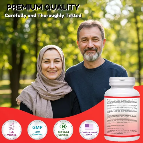 Miniatura 5 de SHIFAA NUTRITION Cápsulas blandas de aceite de pescado Halal, 60 unidades, doble fuerza, suplementos de aceite de pescado Halal Omega 3. Atrapado