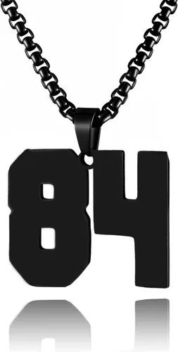 Miniatura 80 de Collar de Número Dorado para Hombre, Cadena de Acero Inoxidable con Colgante de Número para Atletas, Joyería Deportiva Personalizada para Niños