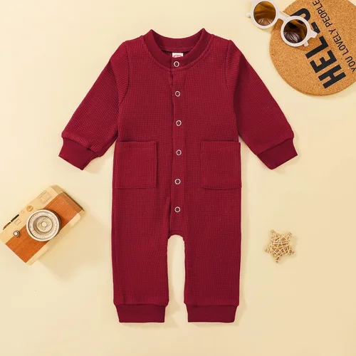 Miniatura 2 de Mubineo Mameluco de manga corta para bebé, niño, niña, verano, otoño, básico, liso, con botones