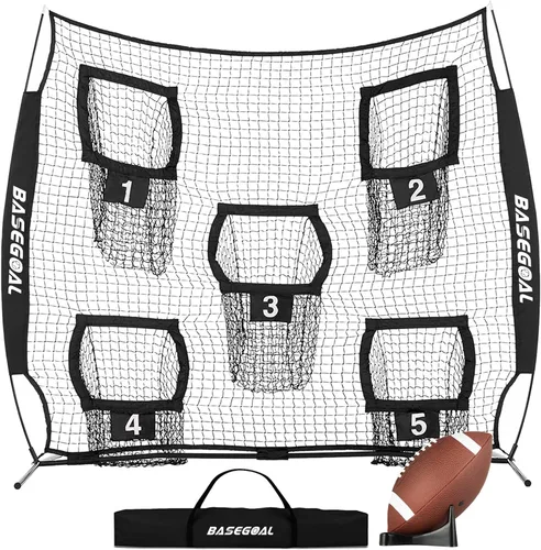 BaseGoal Redes de Fútbol Americano para Lanzamiento, Objetivo de Fútbol Americano, Equipo de Entrenamiento de Quarterback con 5 Bolsillos Objetivo