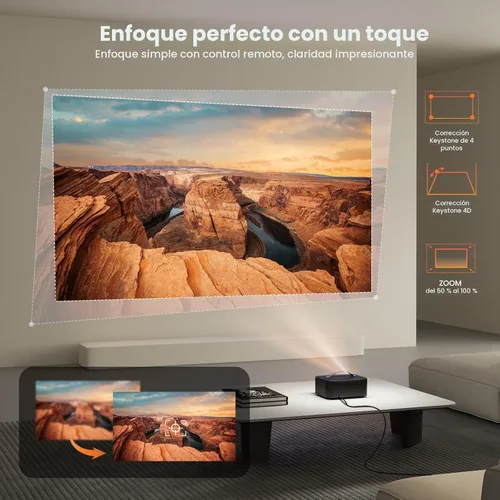 Miniatura 6 de [Aplicaciones con licencia oficial] Proyector para exteriores 4K con Wifi6 y Bluetooth, sistema operativo Smart TV y audio DoIby, proyector portátil
