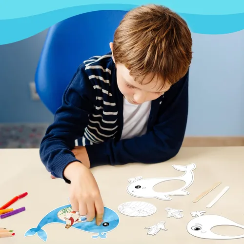 Miniatura 5 de Liliful Kit de manualidades para colorear tu propio Jonás y la ballena de 24 piezas para niños, escuela dominical, religioso, cristiano