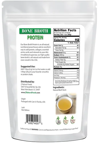 Miniatura 13 de Caldo de hueso de cúrcuma en polvo (bovino) – Hecho en Estados Unidos – Proteína + colágeno + aminoácidos – Suplemento de carne superalimento