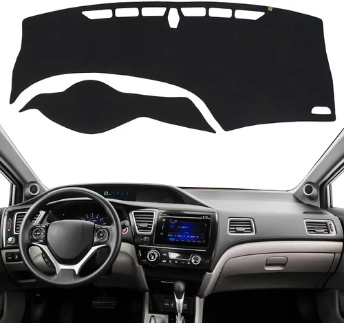 Cubierta de tablero Tapete de salpicadero Compatible con Ho-nda Civic 2015-2012 (para transmisión izquierda), tapete de salpicadero para coche