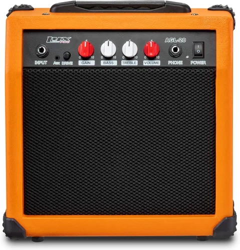 Miniatura 27 de LyxPro Amplificador de guitarra eléctrica de 20 W, altavoz incorporado, conector para auriculares y entrada auxiliar que incluye ganancia, graves
