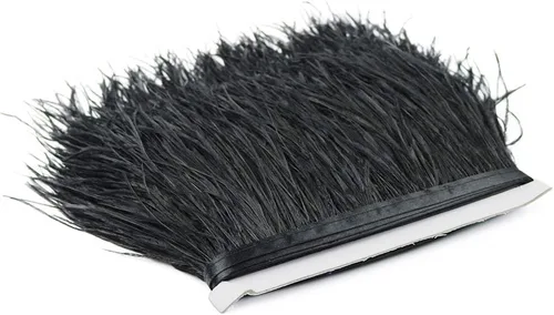 Miniatura 3 de 2 yardas de 3.9-5.9 in de pluma de avestruz para manualidades, ropa, accesorios de costura, vestido de novia decorativo, cinta de plumas, boa (negro)