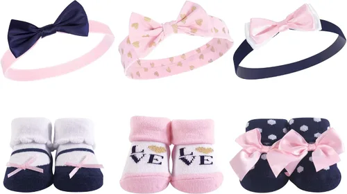 Miniatura 80 de Hudson Baby Conjunto de regalo de diadema y calcetines para niña Flor azul marino rosa
