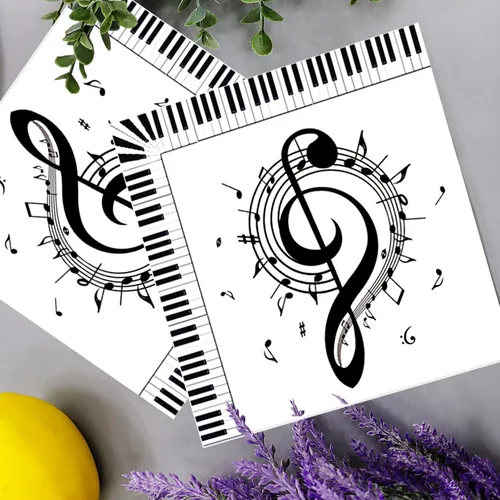 Miniatura 3 de Juego de 80 servilletas de notas musicales para fiestas, platos musicales y servilletas de notas musicales, platos de papel de 7 pulgadas