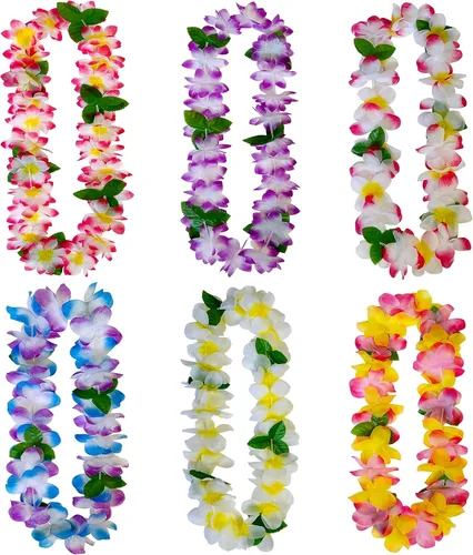 Miniatura 2 de GoodUping 18 unidades de collares hawaianos Leis, pinzas para el pelo con flores, diademas y pulseras, suministros esenciales para fiestas Luau