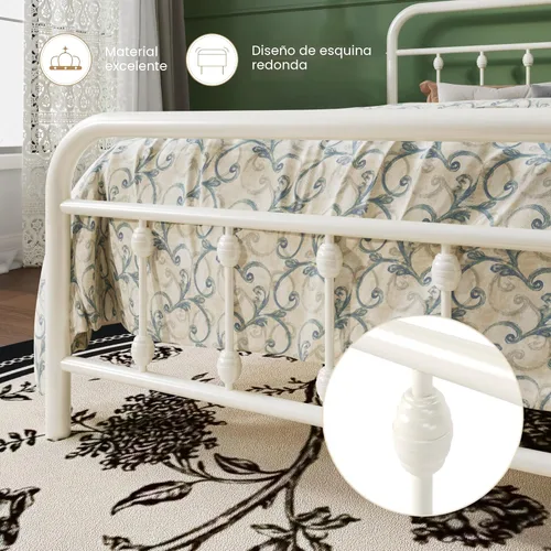 Miniatura 5 de SHA CERLIN Estructura de Cama de Plataforma de Metal Tamaño Queen con Cabecera y Pie de Cama de Hierro Forjado Estilo Victoriano, Fácil Montaje