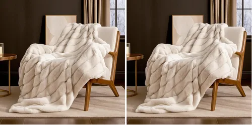 Miniatura 19 de Cozy Bliss - Manta decorativa de piel sintética, de jacquard, mullida, afelpada, suave, gruesa y de verano, para sofá, sala de estar y dormitorio