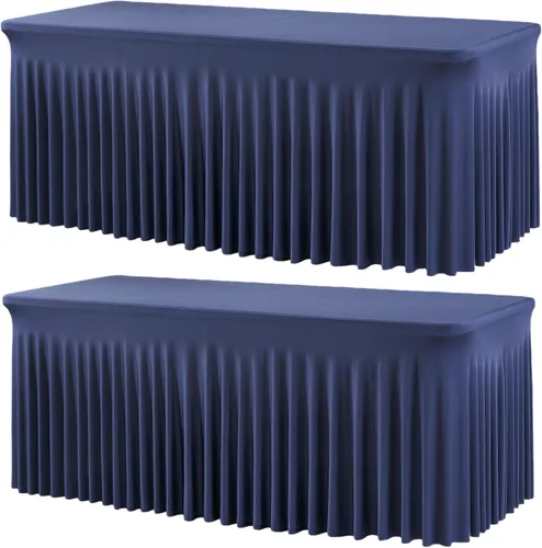 Miniatura 38 de Outpain - 4 paquetes de mantel de elastano de 6 pies para mesas plegables estándar - Mantel de mesa rosa bebé, protector de mesa para fiesta, boda