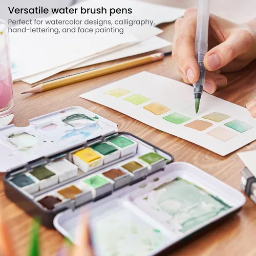 Miniatura 5 de Pincel de agua, conjunto de 6. Puntas finas, medias y anchas, auto-humectantes, portables, perfectas para pinturas en acuarela.
