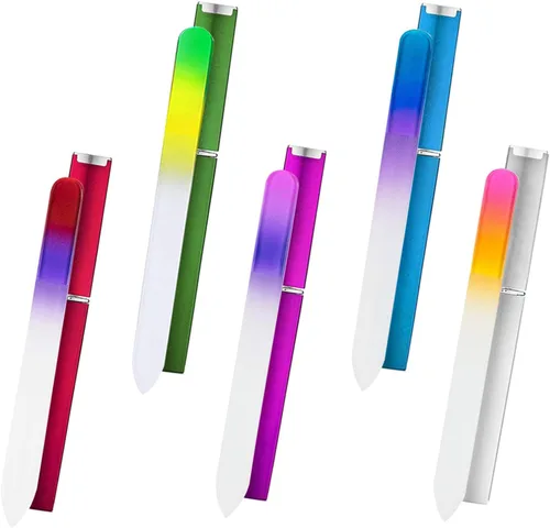 Miniatura 9 de 6 Pack de Limas de Uñas de Cristal con Estuche, Juego de Limas de Uñas para Dedos, Limas de Uñas de Doble Cara, Cuidado Profesional de Manicura