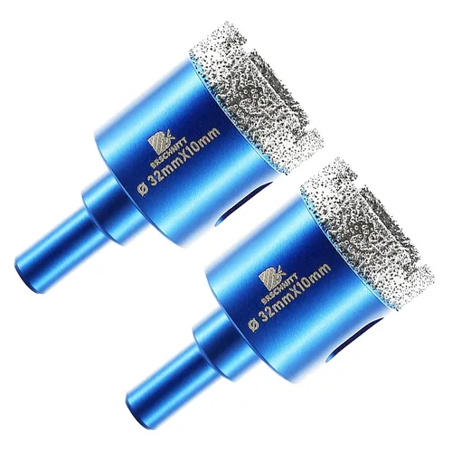 Miniatura 13 de Juego de brocas de diamante seco, BRSCHNITT 1 1/4 Pulgadas (32mm) Sierra de agujero de diamante con vástago redondo para azulejos de porcelana