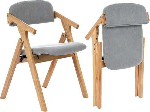 Miniatura 9 de Sillas plegables con asientos acolchados, silla de comedor apilable de madera, sillas de comedor plegables fáciles de almacenar para cocina, sala