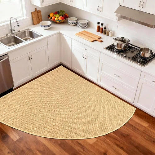 Miniatura 9 de Alfombra esquinera de cocina antideslizante, lavable, tapete circular de cocina para piso, alfombra de esquina para cocina, fregadero, lavandería