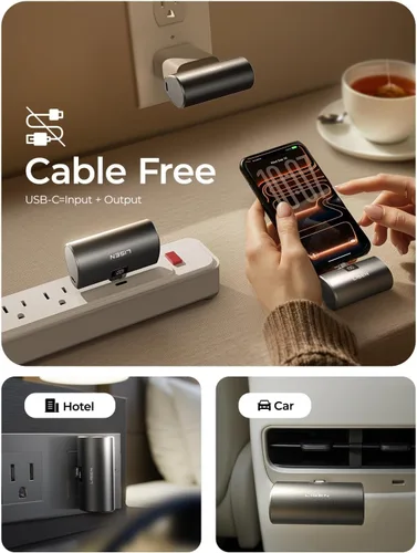 Miniatura 8 de Mini cargador portátil USB C de 6800 mAh, artículos esenciales de viaje para iPhone 17 Pro Max de 22.5 W, carga rápida