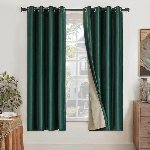 Miniatura 25 de GIGIZAZA Cortinas de terciopelo 100% opacas de 72 pulgadas, 2 paneles, cortinas negras para ventana, con aislamiento térmico, cortina de lujo