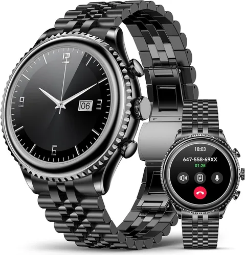 Reloj inteligente con bisel giratorio 2026 para hombre con llamada Bluetooth, frecuencia cardíaca, presión arterial, SpO2, monitor de sueño, reloj