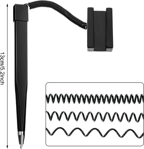 Miniatura 2 de Zonon Bolígrafo seguro con cadena adhesiva, tinta negra, bolígrafo de mostrador con base y bobina de plástico para suministros de hogar, banco