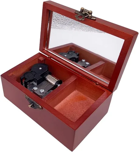 Miniatura 7 de Caja de música Youtang Anastasia para joyería con espejo, caja de madera grabada con láser, caja musical con cuerda, regalo musical para ella, él