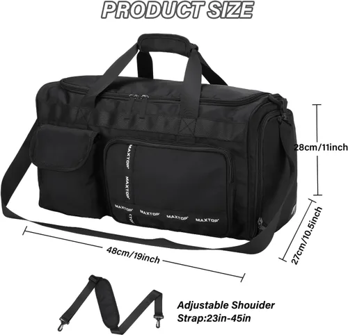 Miniatura 2 de MAXTOP Bolsa de gimnasio grande para hombres y mujeres con compartimento para zapatos, separación húmeda y seca, bolsa de lona negra para viajes