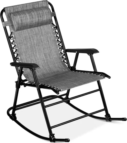 Miniatura 18 de Best Choice Products Silla mecedora plegable para exteriores, Silla de gravedad cero, Silla balancín para patio con reposacabezas, color rojo carmesí