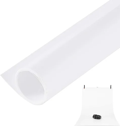 Miniatura 12 de Meking Telón de fondo de PVC para fotografía de 31x59 pulgadas (80x150 cm) Blanco mate y reflectante, telón de fondo de PVC para video de estudio