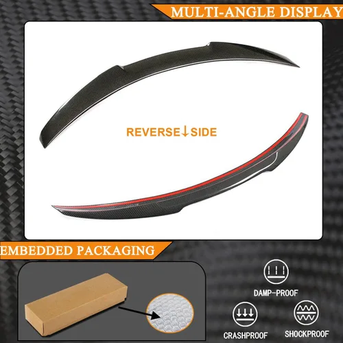 Miniatura 7 de Alerón de maletero de fibra de carbono compatible con BMW F82 M4 Coupé 2015-2020 arranque trasero Highkick Spoiler Wing Lip salida de fábrica
