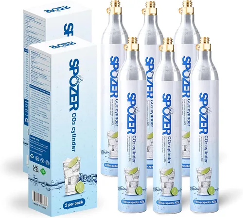 Miniatura 8 de Spozer Cilindro de recambio de CO2, cartucho de máquina carbonatador de gas de 60 L, compatible con la mayoría de los fabricantes de agua con gas