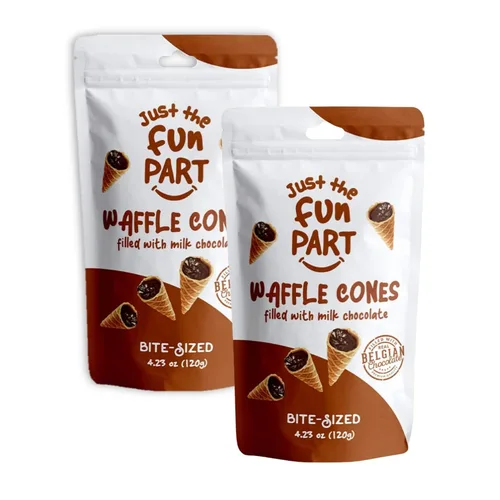 Miniatura 14 de Just The Fun Part Mini conos de gofre crujiente de tamaño bocado Rellenos con chocolate belga premium Excelentes para bocadillos, postres